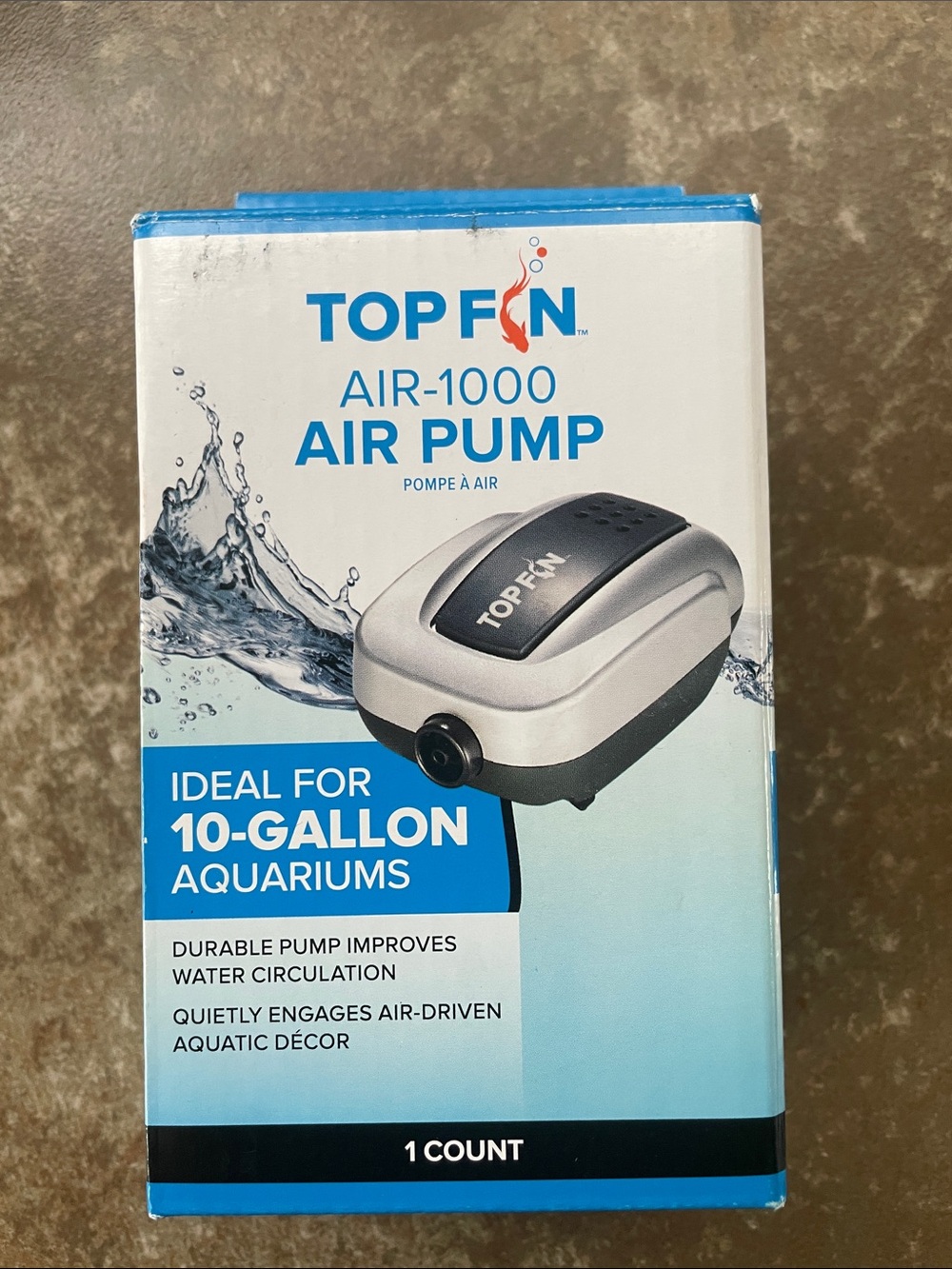 TOP FIN AIR-1000 Air Pump for 10-Gallon Aquariums